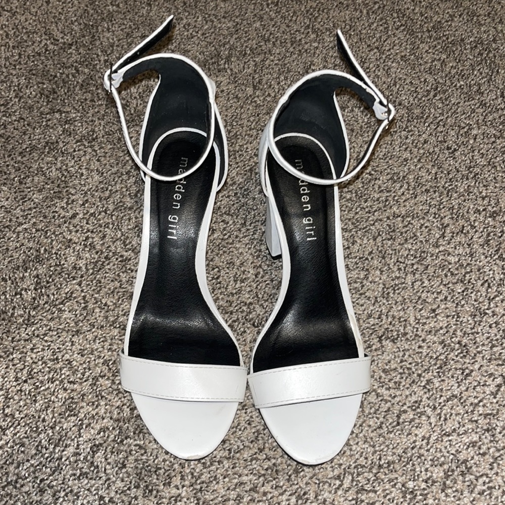 White Madden Girl Block Heels